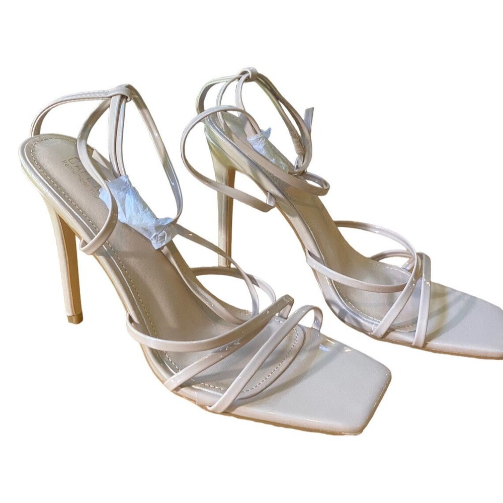 New Womens Open Toe Strappy Sandal Stiletto Heel Criss-Cross Ankle Strap SZ 8.5